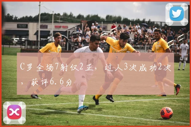 C罗全场7射仅2正，过人3次成功2次，获评6.6分